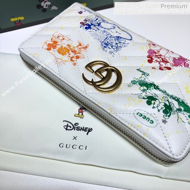 Gucci Disney x Gucci Mickey Mouse GG Marmont Zip Around  Wallet 616765 White 2020 (DLH-20062205)