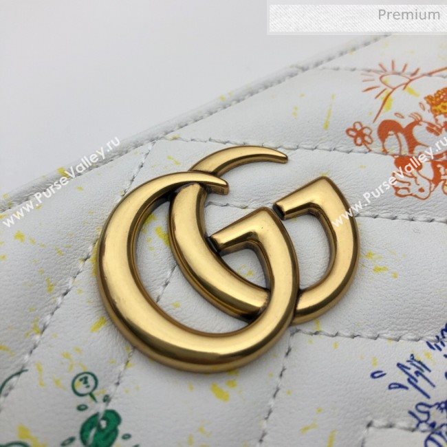 Gucci Disney x Gucci Mickey Mouse GG Marmont Zip Around  Wallet 616765 White 2020 (DLH-20062205)