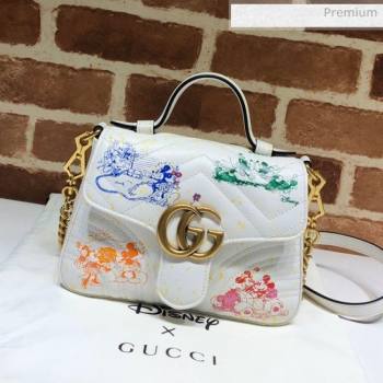 Gucci Disney x Gucci Mickey Mouse GG Marmont Mini Top Handle Bag 547260 White 2020 (DLH-20062206)