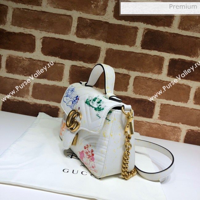 Gucci Disney x Gucci Mickey Mouse GG Marmont Mini Top Handle Bag 547260 White 2020 (DLH-20062206)