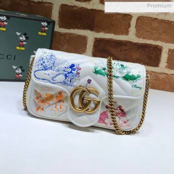 Gucci Disney x Gucci Mickey Mouse GG Marmont Super Mini Shoulder Bag 476433 White 2020 (DLH-20062207)