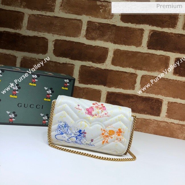 Gucci Disney x Gucci Mickey Mouse GG Marmont Super Mini Shoulder Bag 476433 White 2020 (DLH-20062207)