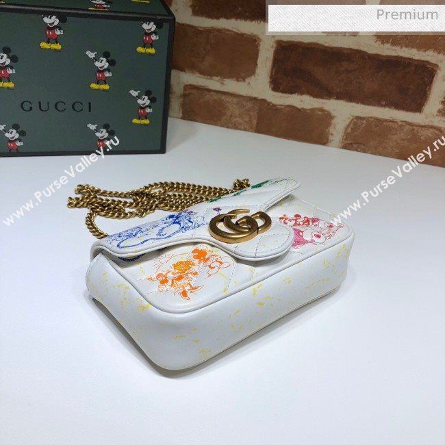 Gucci Disney x Gucci Mickey Mouse GG Marmont Super Mini Shoulder Bag 476433 White 2020 (DLH-20062207)