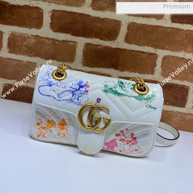 Gucci Disney x Gucci Mickey Mouse GG Marmont Mini Shoulder Bag ‎446744 White 2020 (DLH-20062208)