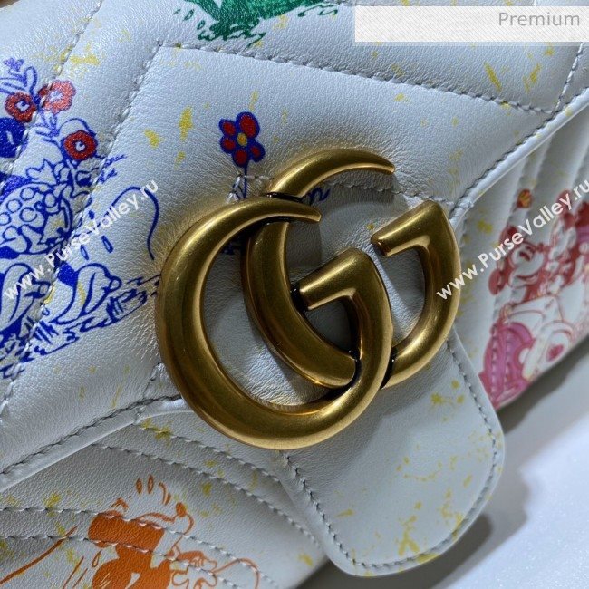 Gucci Disney x Gucci Mickey Mouse GG Marmont Mini Shoulder Bag ‎446744 White 2020 (DLH-20062208)