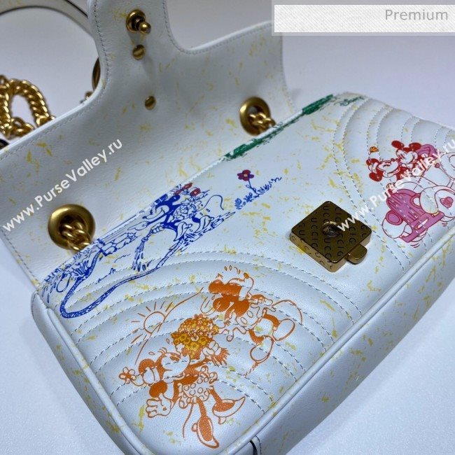 Gucci Disney x Gucci Mickey Mouse GG Marmont Mini Shoulder Bag ‎446744 White 2020 (DLH-20062208)