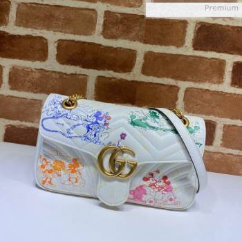 Gucci Disney x Gucci Mickey Mouse GG Marmont Small Shoulder Bag ‎443497 White 2020 (DLH-20062209)