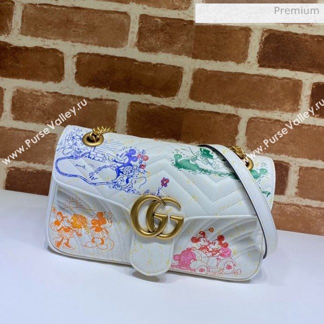 Gucci Disney x Gucci Mickey Mouse GG Marmont Small Shoulder Bag ‎443497 White 2020 (DLH-20062209)