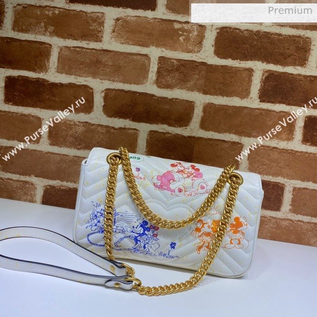 Gucci Disney x Gucci Mickey Mouse GG Marmont Small Shoulder Bag ‎443497 White 2020 (DLH-20062209)