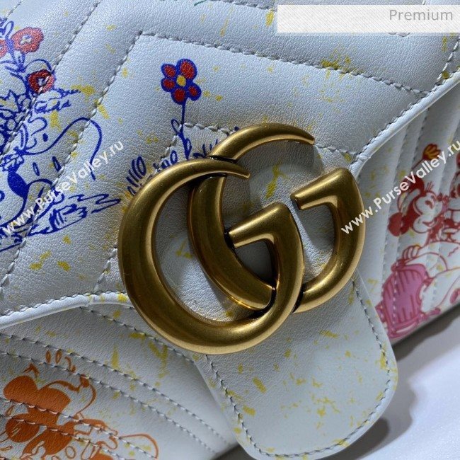 Gucci Disney x Gucci Mickey Mouse GG Marmont Small Shoulder Bag ‎443497 White 2020 (DLH-20062209)