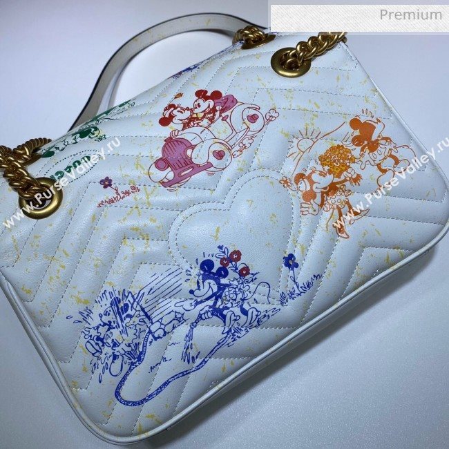 Gucci Disney x Gucci Mickey Mouse GG Marmont Small Shoulder Bag ‎443497 White 2020 (DLH-20062209)