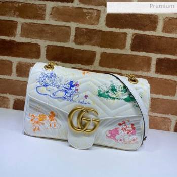 Gucci Disney x Gucci Mickey Mouse GG Marmont Medium Shoulder Bag 443496 White 2020 (DLH-20062210)