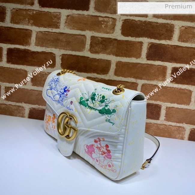 Gucci Disney x Gucci Mickey Mouse GG Marmont Medium Shoulder Bag 443496 White 2020 (DLH-20062210)