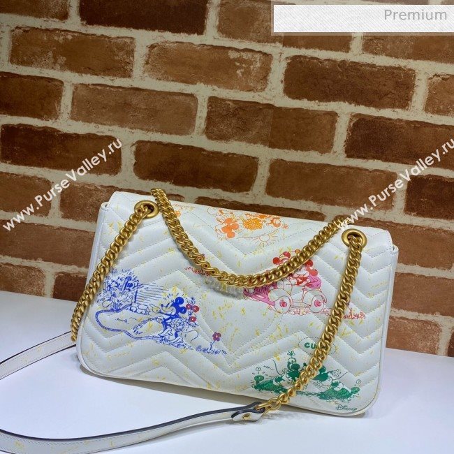 Gucci Disney x Gucci Mickey Mouse GG Marmont Medium Shoulder Bag 443496 White 2020 (DLH-20062210)