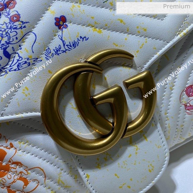 Gucci Disney x Gucci Mickey Mouse GG Marmont Medium Shoulder Bag 443496 White 2020 (DLH-20062210)