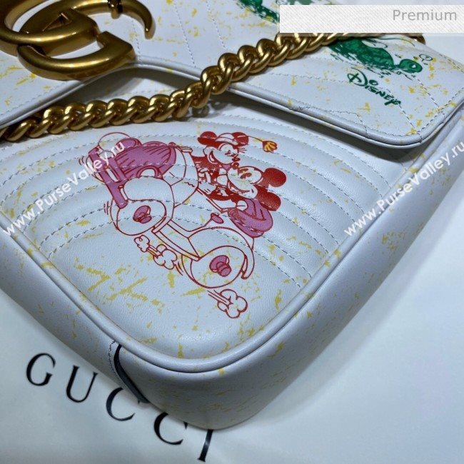 Gucci Disney x Gucci Mickey Mouse GG Marmont Medium Shoulder Bag 443496 White 2020 (DLH-20062210)