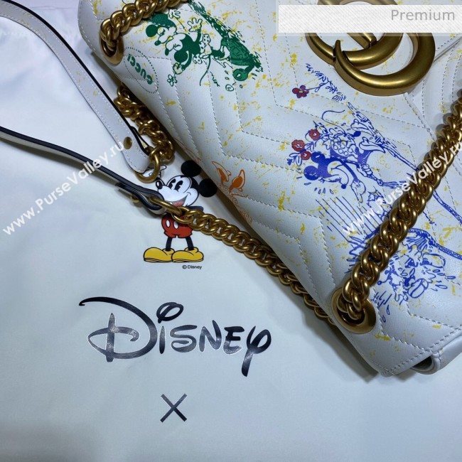 Gucci Disney x Gucci Mickey Mouse GG Marmont Medium Shoulder Bag 443496 White 2020 (DLH-20062210)