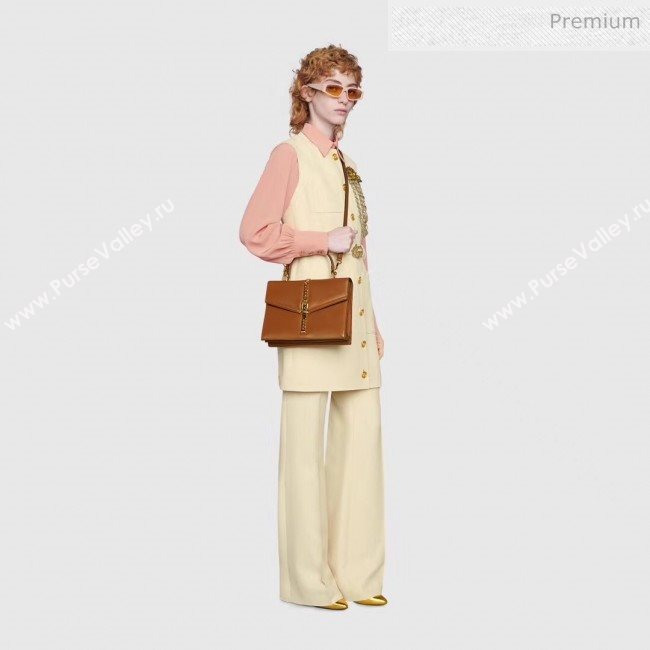Gucci Sylvie 1969 Vintage Small Top Handle Bag ‎602781 Brown 2020 (DLH-20062213)