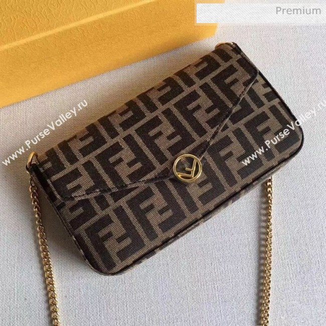 Fendi FF Fabric Wallet on Chian WOC with Pouches/Mini Bag Coffee Brown/Black 2020 (AFEI-20062229)