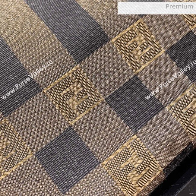 Fendi Striped Fabric Medium Sunshine Shopper Tote Coffee Brown 2020 (AFEI-20062230)