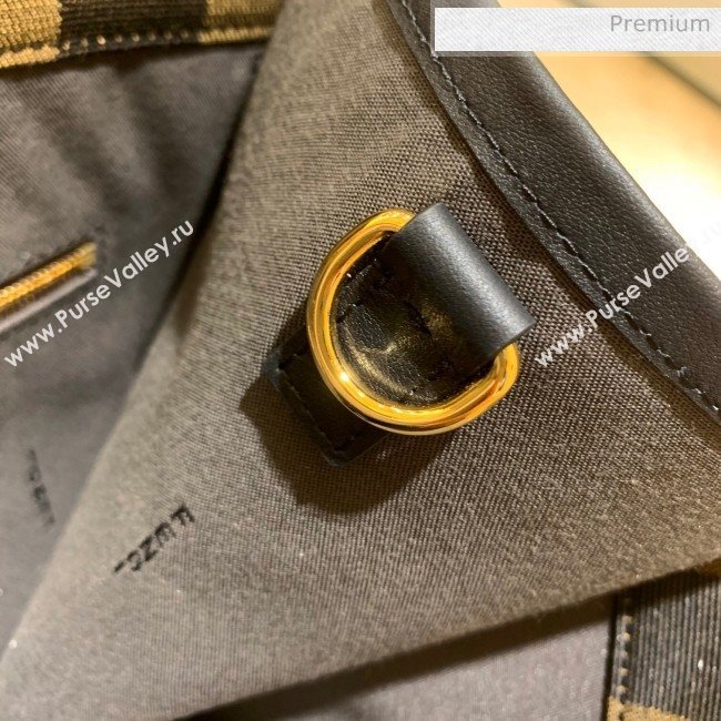 Fendi Striped Fabric Medium Sunshine Shopper Tote Coffee Brown 2020 (AFEI-20062230)