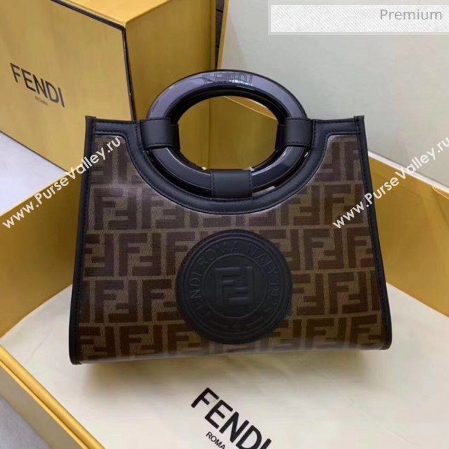 Fendi Runaway Shopper FF Glazed Fabric Small Bag Brown/Black 2020 (AFEI-20062234)