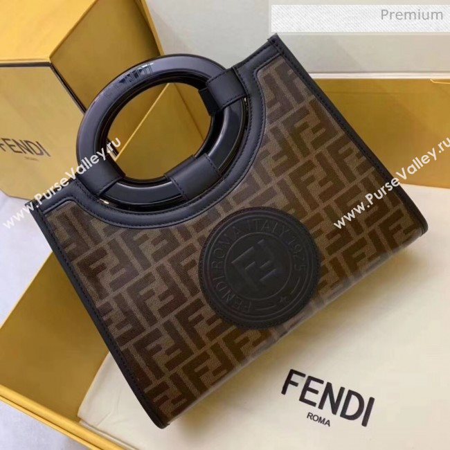 Fendi Runaway Shopper FF Glazed Fabric Small Bag Brown/Black 2020 (AFEI-20062234)