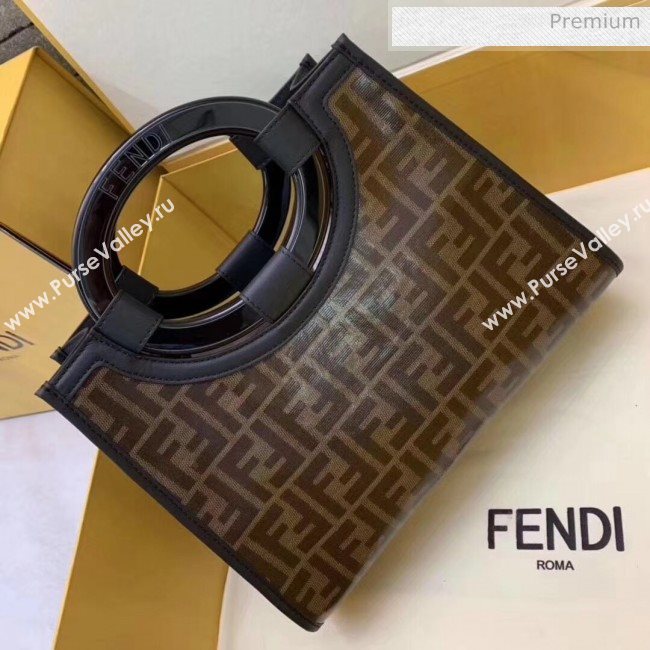 Fendi Runaway Shopper FF Glazed Fabric Small Bag Brown/Black 2020 (AFEI-20062234)