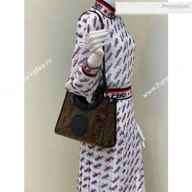 Fendi Runaway Shopper FF Glazed Fabric Small Bag Brown/Black 2020 (AFEI-20062234)