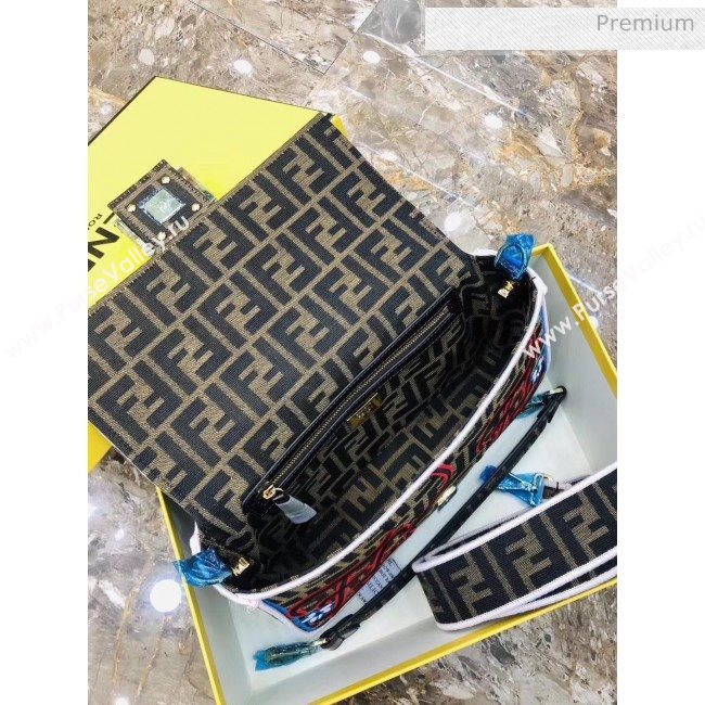 Fendi Baguette Medium Flora Embroidered Shoulder Bag Brown 2020 (AFEI-20062235)