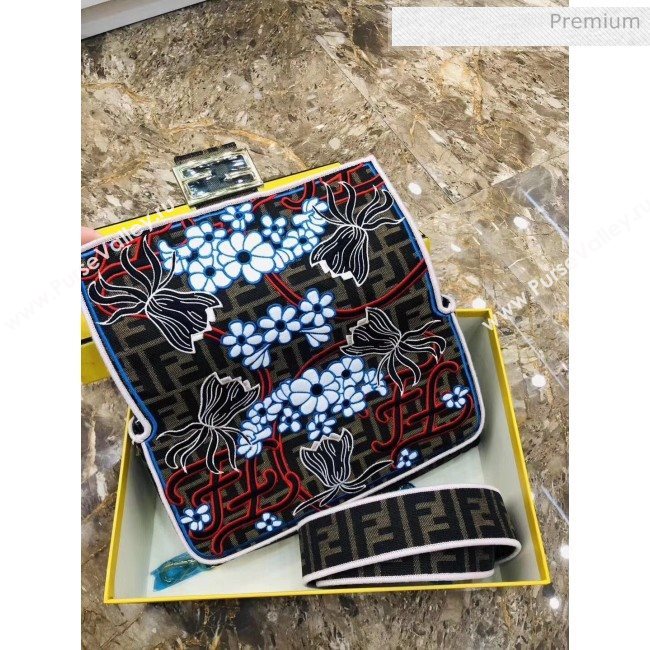 Fendi Baguette Medium Flora Embroidered Shoulder Bag Brown 2020 (AFEI-20062235)