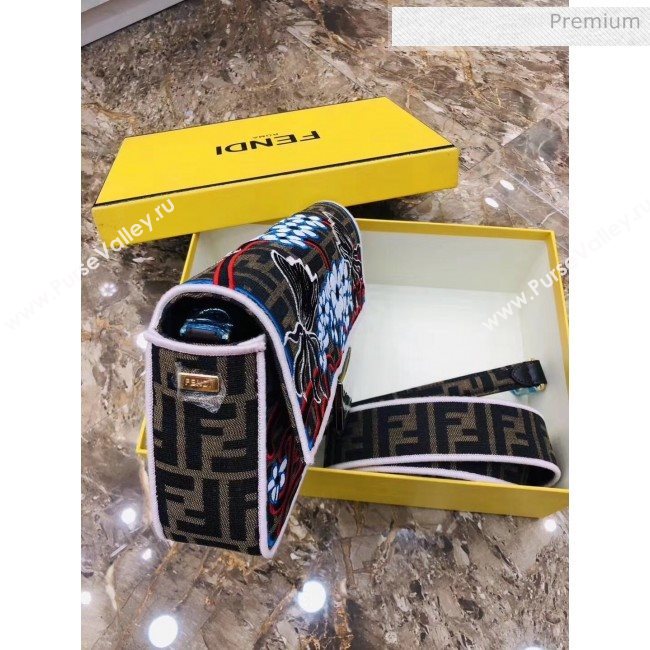 Fendi Baguette Medium Flora Embroidered Shoulder Bag Brown 2020 (AFEI-20062235)