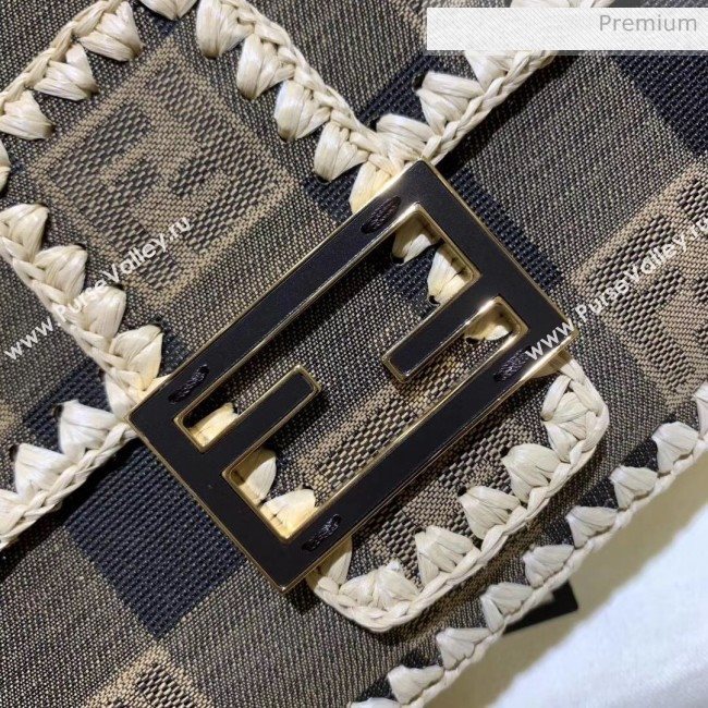 Fendi Baguette Check Fabric Shoulder Bag with Trimmed Edges Brown 2020 (AFEI-20062236)