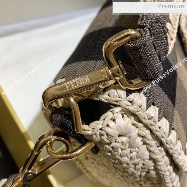 Fendi Baguette Check Fabric Shoulder Bag with Trimmed Edges Brown 2020 (AFEI-20062236)