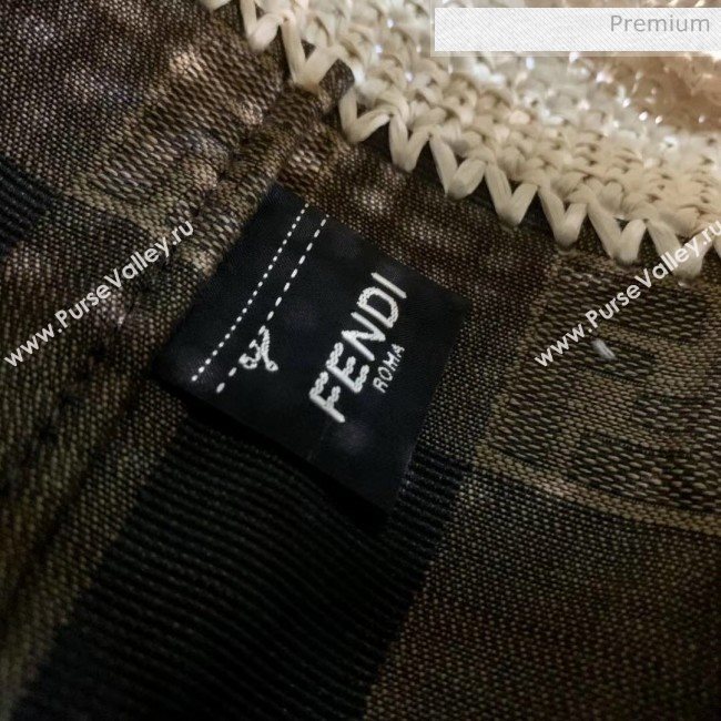 Fendi Mon Tresor Check Fabric and Braiding Mini Bucket Bag Brown 2020 (AFEI-20062237)