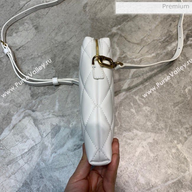 Balenciaga B. Quilted Lambskin Phone Holder Pouch Crossbody White 2020 (JM-20062310)
