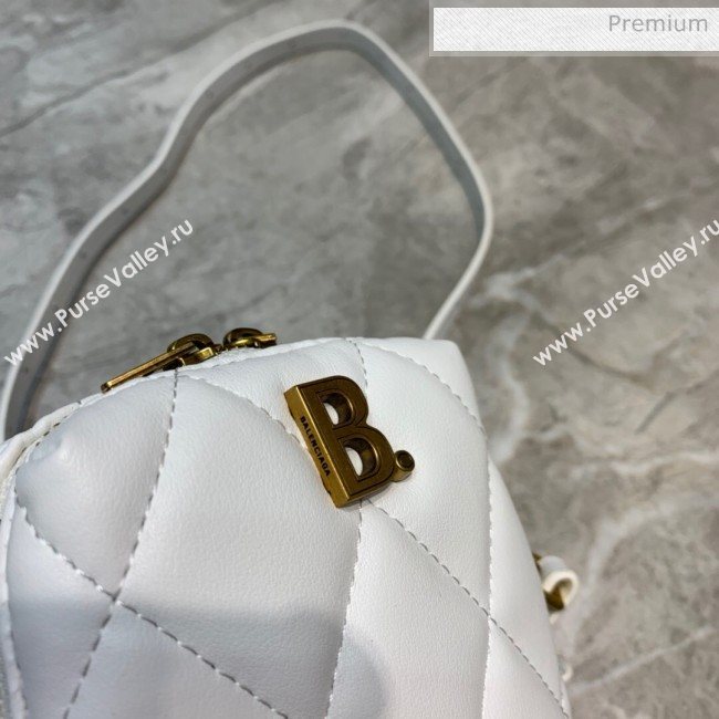 Balenciaga B. Quilted Lambskin Phone Holder Pouch Crossbody White 2020 (JM-20062310)