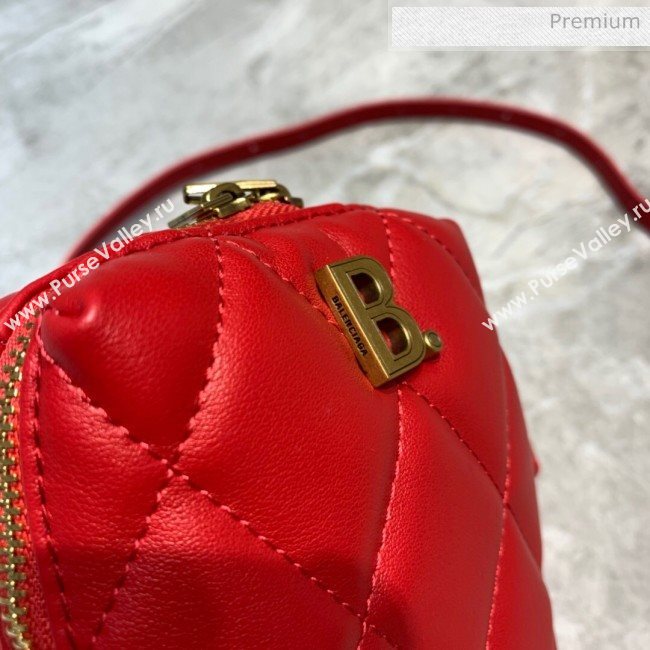 Balenciaga B. Quilted Lambskin Phone Holder Pouch Crossbody Red 2020 (JM-20062311)