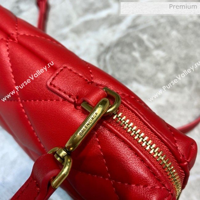 Balenciaga B. Quilted Lambskin Phone Holder Pouch Crossbody Red 2020 (JM-20062311)