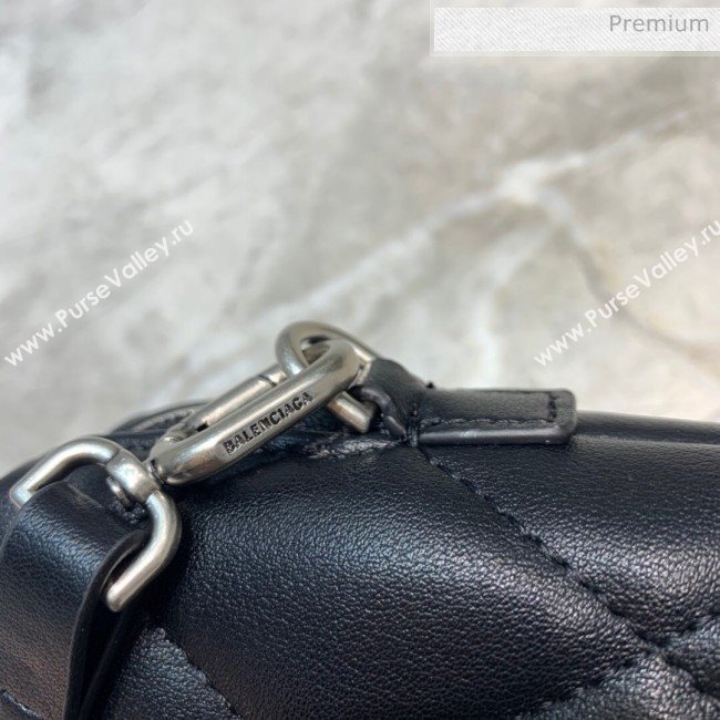 Balenciaga B. Quilted Lambskin Phone Holder Pouch Crossbody Black 2020 (JM-20062312)