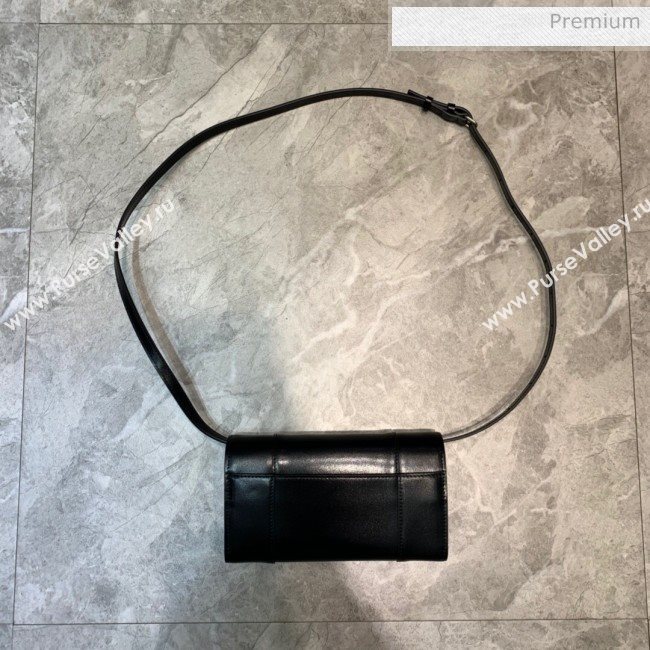 Balenciaga Hourglass Leather Wallet Crossbody Bag Black/Silver 2020 (JM-20062313)