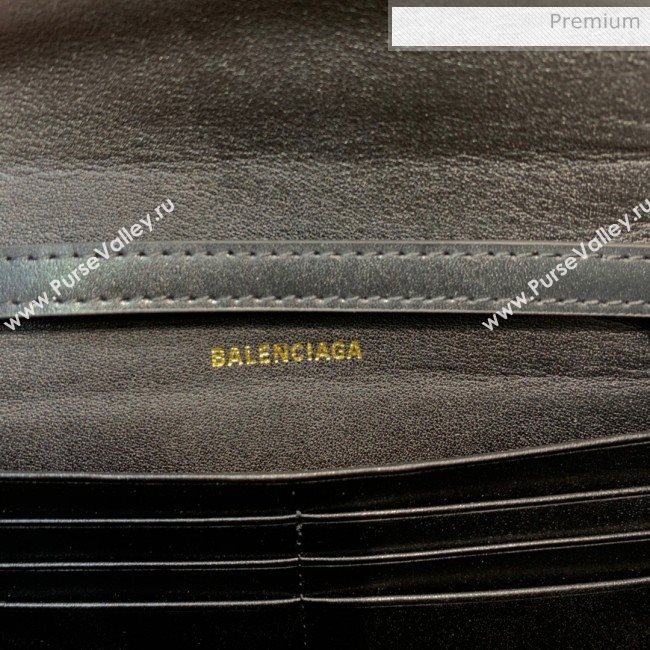 Balenciaga Hourglass Leather Wallet Crossbody Bag Black/Gold 2020 (JM-20062314)