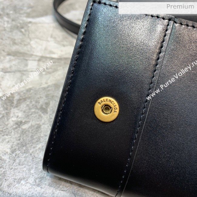 Balenciaga Hourglass Leather Wallet Crossbody Bag Black/Gold 2020 (JM-20062314)