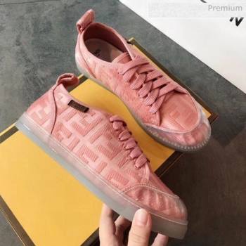 Fendi FF Canvas and PVC Low-Top Sneakers with Label Pink 2020 (EM-20062411)