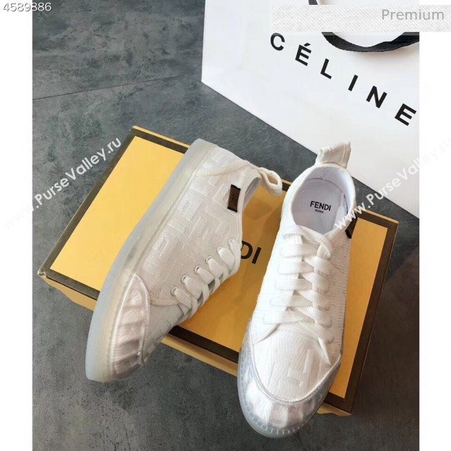 Fendi FF Canvas and PVC Low-Top Sneakers with Label White 2020 (EM-20062409)