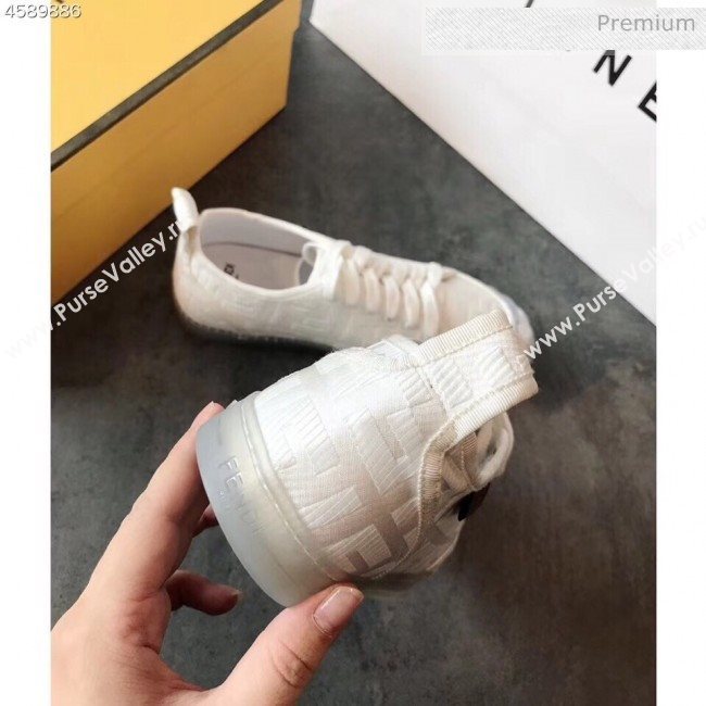 Fendi FF Canvas and PVC Low-Top Sneakers with Label White 2020 (EM-20062409)
