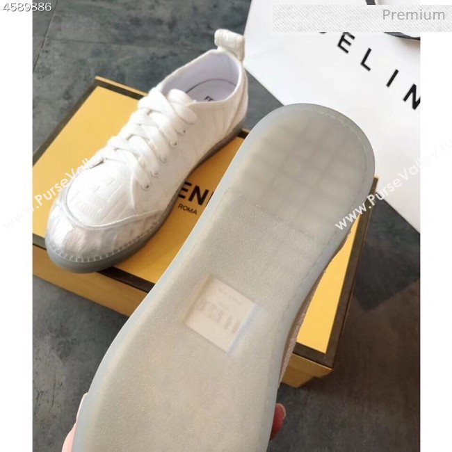 Fendi FF Canvas and PVC Low-Top Sneakers with Label White 2020 (EM-20062409)