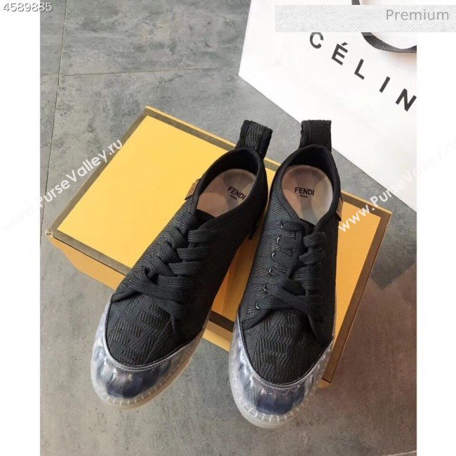 Fendi FF Canvas and PVC Low-Top Sneakers with Label Black 2020 (EM-20062410)
