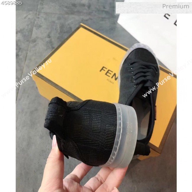 Fendi FF Canvas and PVC Low-Top Sneakers with Label Black 2020 (EM-20062410)