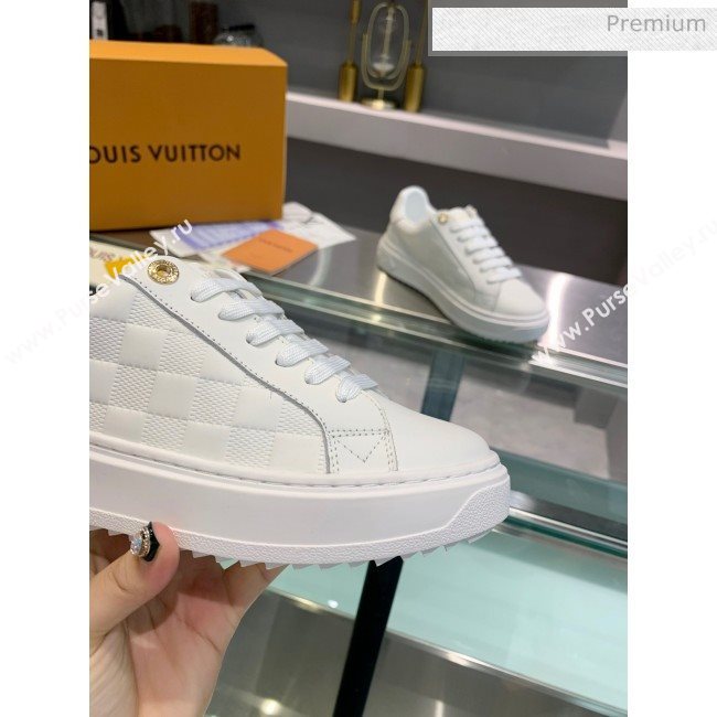 Louis Vuitton Frontrow Calfskin Damier Sneaker White 2020 (For Women and Men) (SY-20062429)